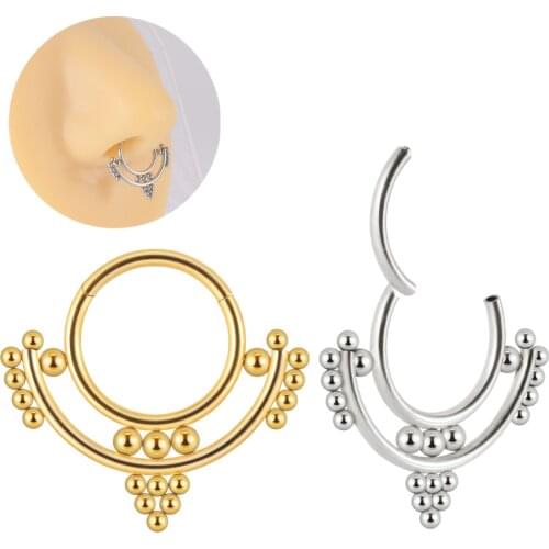 1PC Stainless Steel Septum Clicker Hoop Ring Cluster Nose Ring Labret Ear Tragus Cartilage Daith Earring Body Piercing Jewelry