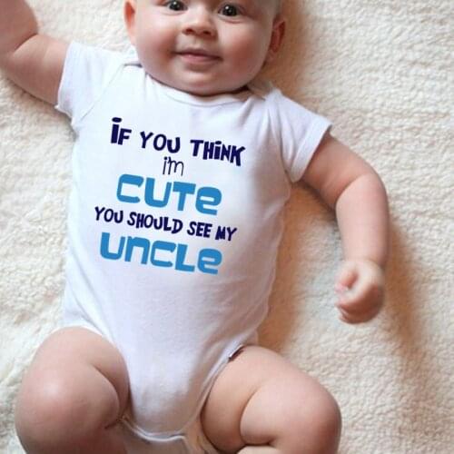 DERMSPE If YouThink I am Cute You Should See My Uncle Baby Romper Infant Baby Jumpsuit Girls Newborn Infant Toddlers Outfit