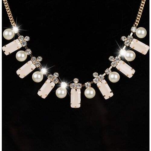 Best sell Women Unique Charming Gold Color Chain Necklace Crystal Necklace Statement zircon Necklace Bohemian Jewelry #N024