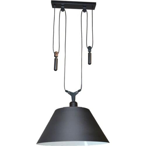 Loft Industrial Restaurant Pulley Hanging Lamp Vintage Half Round Lampshade Pendant Lights Office Lamp black rustic Chandelier