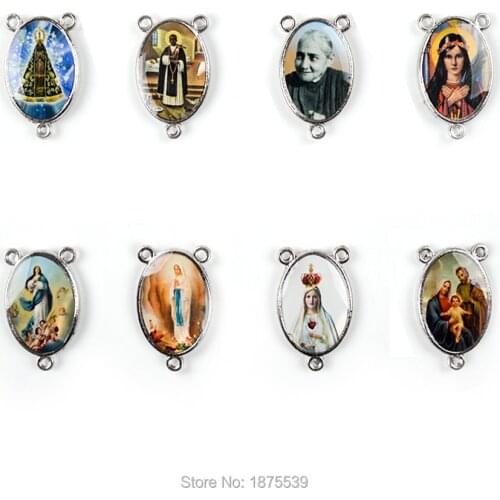 Our Lady of Fatima Lourdes Jude Martin Color Rosary Centerpieces 24*14 mm