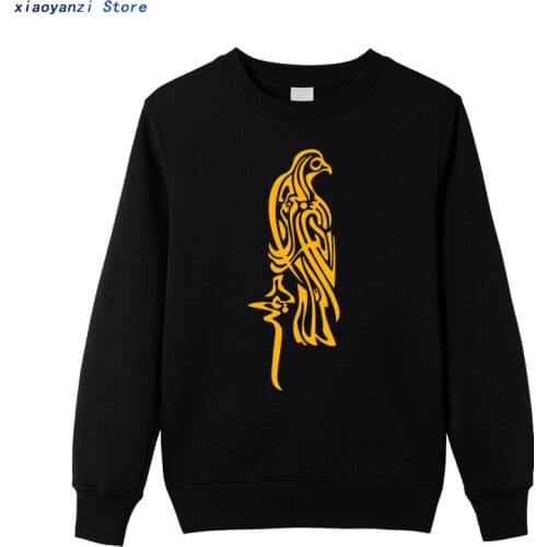Male sweatshirts Muslin Culture Arabic Black Birds Funny O-Neck hoodies printing boys Cotton pullovers for clothing