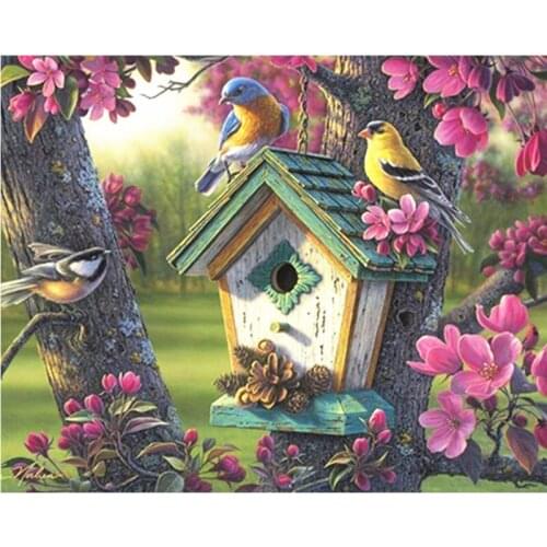 Painting By Numbers DIY Dropshipping 40x50 50x65cm New bird in the jungle Animal Canvas Wedding Decoration Art picture Gift