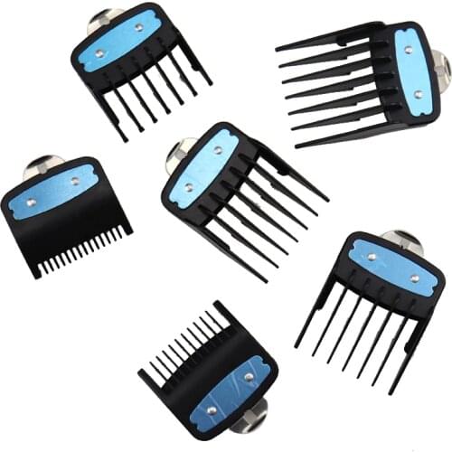 6PCS Limit Comb Guide Cutting Guard Attachment Kit for WAHL Hair Clipper for Barbers-Black