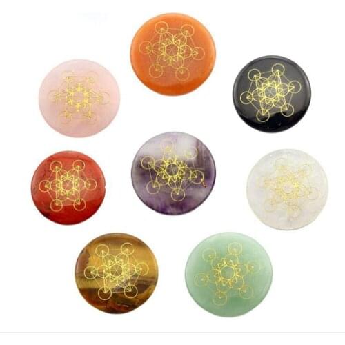 Natural Quartz Crystal Metatron Cube Sacred Geometry Art Flower of Life Energy Chakra Suspension Healing Crystal Stone