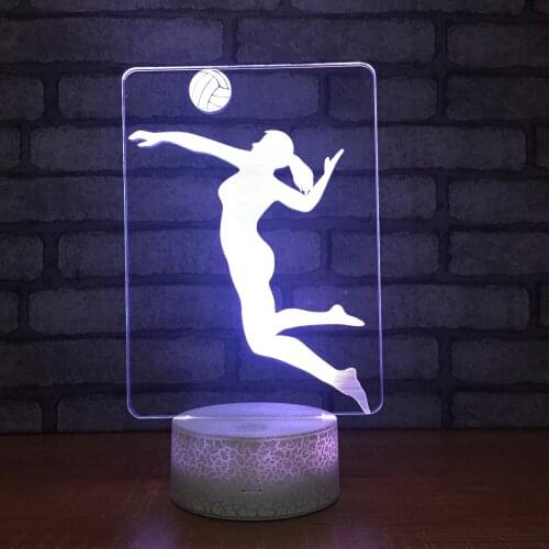 3D LED Night Light 7 Colors Womens Volleyball Remote Touch Table Lamp for Baby Sleeping Lighting Home Bedroom Decor Gift