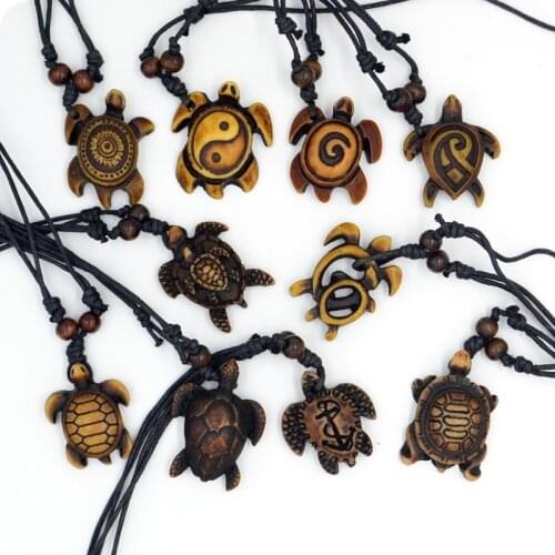 NEW 10x Turtle Tortoise Mix Style Resin Carving Pendant Necklace Amulet Lucky Gift Tribal Fashion Jewelry