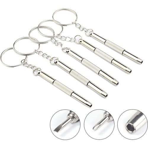 2021 New 3 in1 Eyeglass Screwdriver Hand Tools 3 in1 Eyeglass Screw driver Sunglass Watch Repair Kit with Keychain