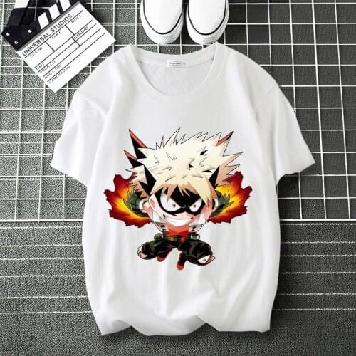 My Hero Academia Todoroki Shoto Cartoon Print personalise T-Shirt O-Neck Short Sleeve Modal Shirt Shirts