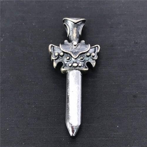 Natural Gibeon Iron Meteorite Pendant Sword Crafted Jewelry For Women Men Gift Crystal Stone Silver 40x16mm Beads Gemstone AAAAA