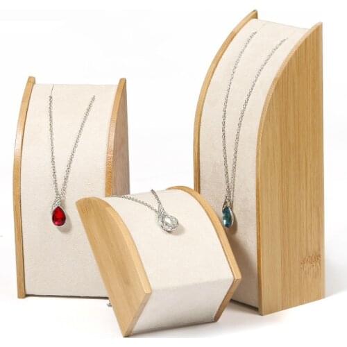 Arc Shape Bamboo Pendant Display Jewelry Organizer Holder Necklace Pendant Storage for Jewelry Packaging Stand Shelf Packaging