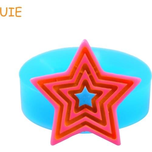 PYL146U 23.6mm Star Flexible Silicone Push Mold for Cupcake Topper, Fondant, Candy, Gum Paste, Resin, Jewelry, Icing, Food Safe