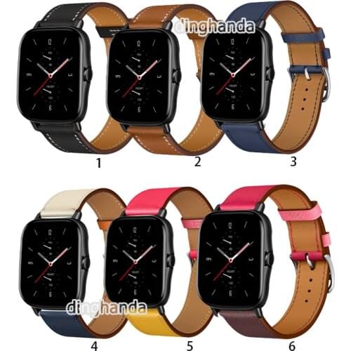 20mm Genuine Leather Watch Band Strap for Huami Amazfit GTS 2 2e mini /Bip lite Replacement Fashion Wrist bands straps Correa