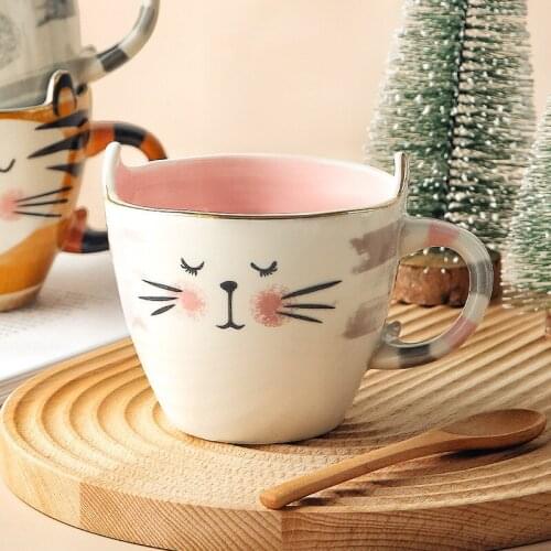 Net Red Animal Series Cartoons Ceramics Coffee Mug Hand Handgrip Painted Drinkware Milk Tea Cups Novelty Gifts Cute Cup