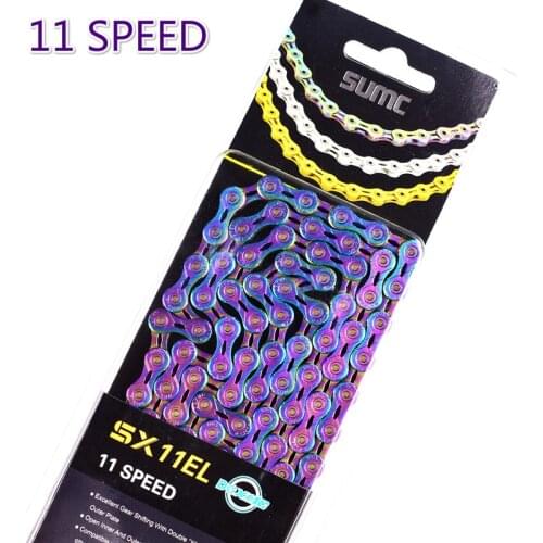 Titanium Bike Chain SX11EL for M7000 M8000 11 Speed MTB Mountain Road Bicycle Chain Golden Silver Laser Color with Chain Link