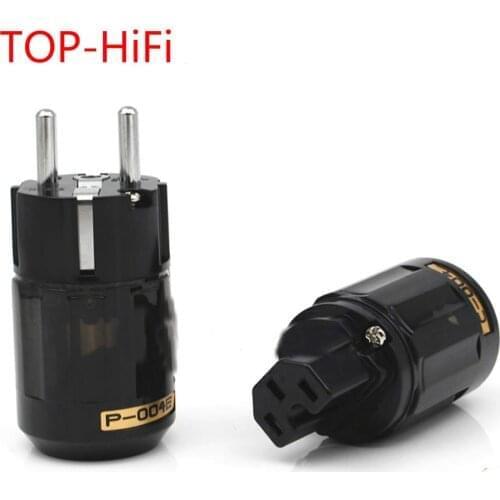 TOP-HiFi pair Rhodium Plated P-004E Schuko EU EUR Power Plug Adapter C-004 IEC Connector for AC Power Cord Audio Connector