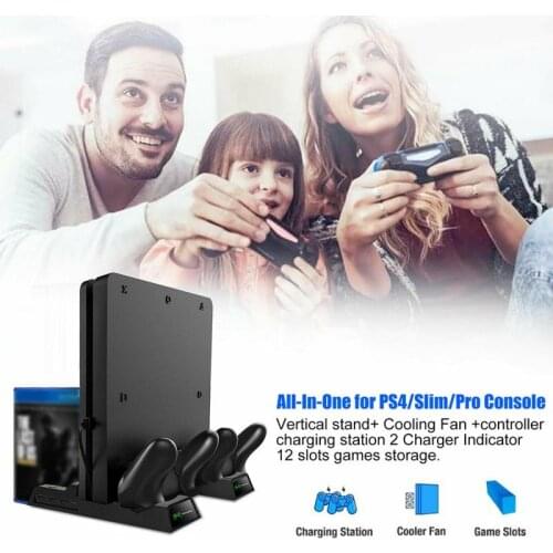 Cooling Fan For PS4 Dual Controller Charger Dock Station Slim Vertical Stand USB Games & Accessories