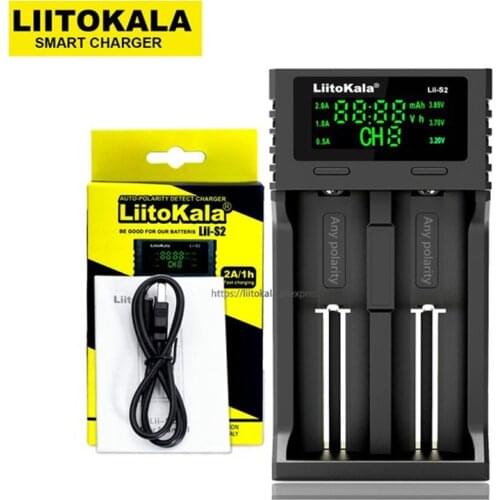 Liitokala Lii-S2 S4 LCD 3,7 V 18650 18350 18500 16340 21700 20700B 20700 14500 26650 1,2 V AA NiMH lithium battery charger