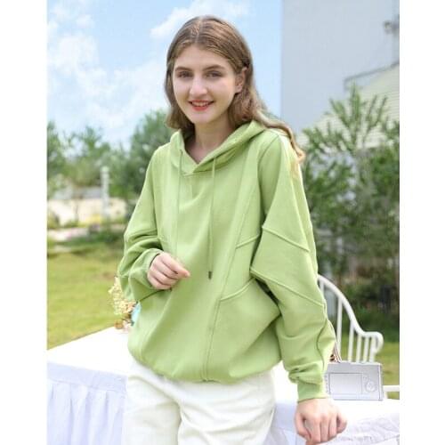Womens Spring Oversized Hoodie Casual Long Sleeve Hoodies Sweatshirt Korean Solid Color Boyfriend Style Pullover Top Clothes