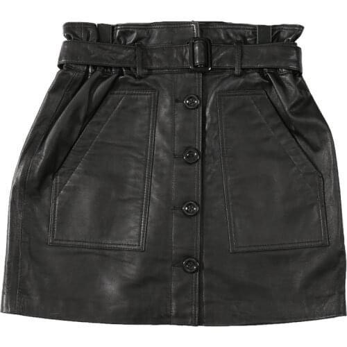Genuine Leather 2020 spring new sheepskin skirt female leather was thin belt bag hip skirt wild one-step skirt skirt