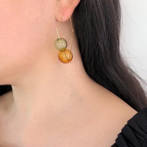 Handmade Mix Color Bubble Hoop Earrings For Women 2019 Original Unique Glass Ball Square Korean Earrings Boucle d'oreille