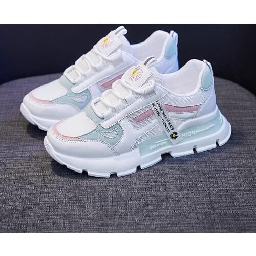 Tenis Feminino 2021 New Tennis Shoes for Women Breathable Mesh Soft Thick Bottom White Sneakers Fitness Sports Trainers Shoes