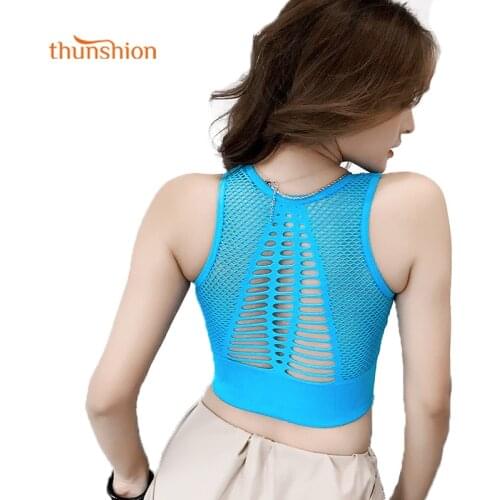 Thunshion Women Sports Bra Hollow Seamless Top Workout Underwear Wireless Yoga Wear Sexy Ladies Holding Cup