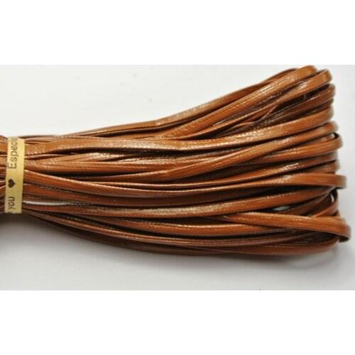 10 Meter Brown Flat Soft Synthetic Leather Jewelry Cord Lace String 3X1mm
