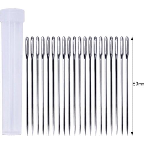 20pcs/set Large Eye Sewing Needles Sliver Stainless Steel Sewing Embroidery Needle for Women Diy Jewelry Gifts Making Decoration