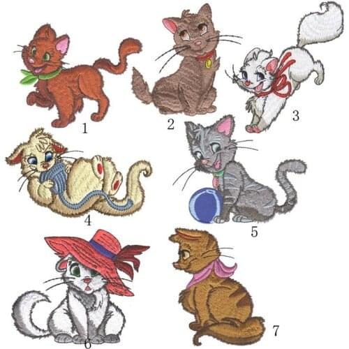 20pcs/lot Cartoon Animal Cat Girl Embroidery Patch Letter Animal Clothing Decoration Sewing Accessories Craft Diy Applique
