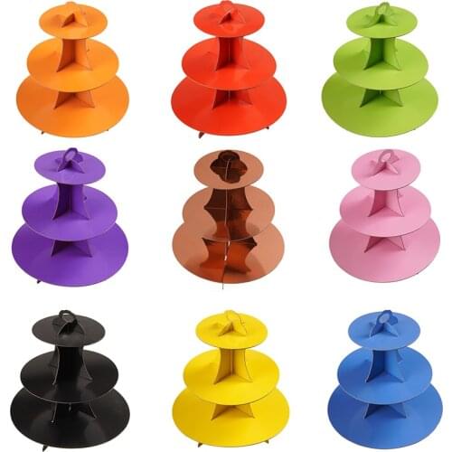 3 Tier Party Tableware Cake Stand Afternoon Tea Wedding Plates Baby shower Bakeware Cake Shop Three Layer Cake Rack Sweets Tray