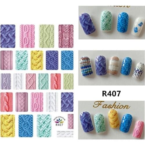 3D Nail Sticker Autumn Small Compact Adhesive Stickers Lovely Plush Square Stripe Stickers for Manicure Nail Art Decoration