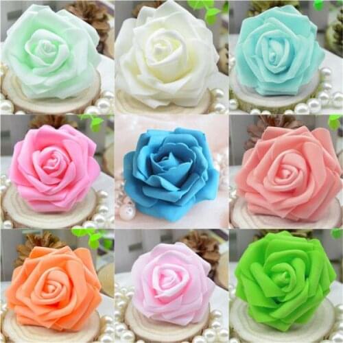 50x Artificial Rose flower Big Head Garlands Home Decor Bridal Bouquet DIY Scrapbooking Craft 11 Color Wedding Party Decoration