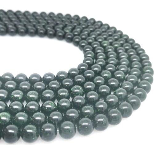 6-12mmFactory Popular In Jewelry Production Natural Stone Round Green Sand Bead Production Bracelet Necklace Earrings DIY Unique