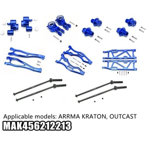 ALUMINUM F UPPER+LOWER ARMS R LOWER ARMS F+R KNUCKLE ARMS CVD MAK456212213 KRATON 1/8 V4 6S AR330218 + AR330219 + AR330403