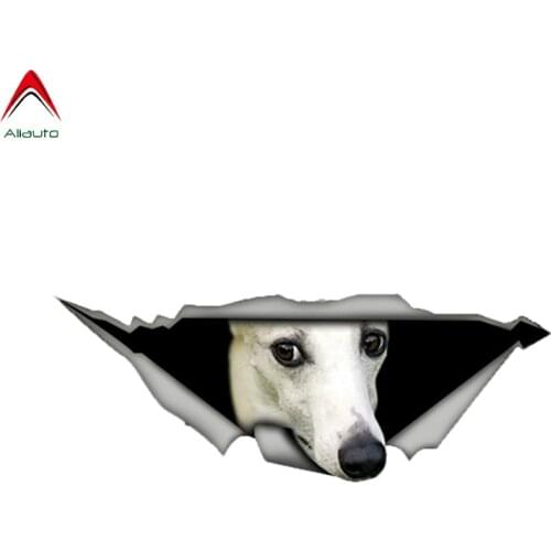 Aliauto White Whippet Car Sticker Pet Dog 3D Torn Metal Vinyl Decal Waterproof Automobiles Motorcycles Styling,13cm*5cm