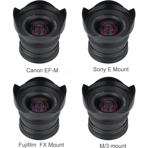 Brightin Star 12mm F2.0 Ultra-Wide Angle Manual Focus Prime Lens for Canon EF-M Sony E Fujifilm Fuji X FX M4/3 Mount Mirrorless