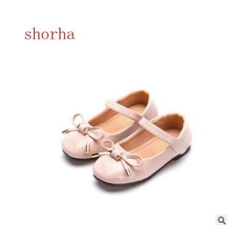2018 New Style PU Leather Girl Flat Shoes Toddler Princess bow leather shoes Kids Children Shoes Size 25-36