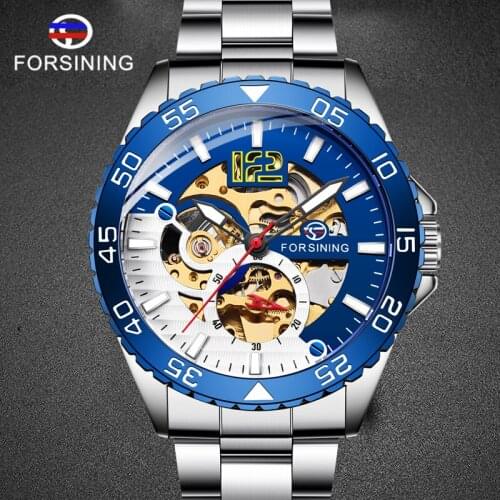 FORSINING 2020 New Automatic Male WatchesTop Fashion Luxury Mens Clocks Steel Clocks Business Casual Men Wristwatch