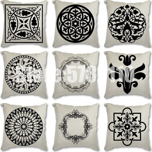 Geometric Sofa Polyester Throw Pillow Cover Decorative North Europe Black Stripe Pillowcase Cushion Cover flax Pillowcover Decor