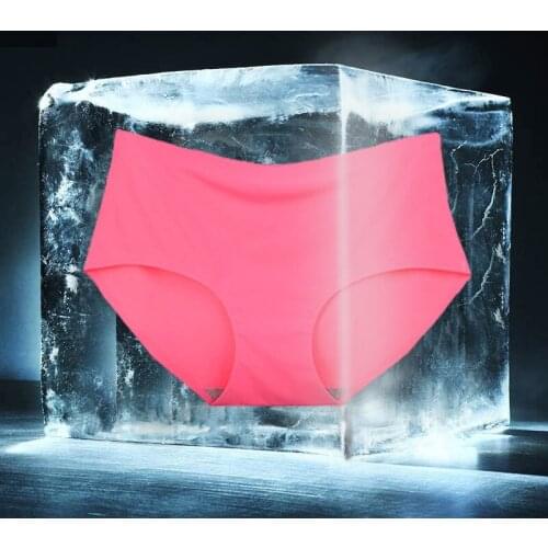 Hot Sale Intimates Breathable Seamless Briefs Cool Ice Silk Viscose Women Underwear Summer Mid Waist Panties