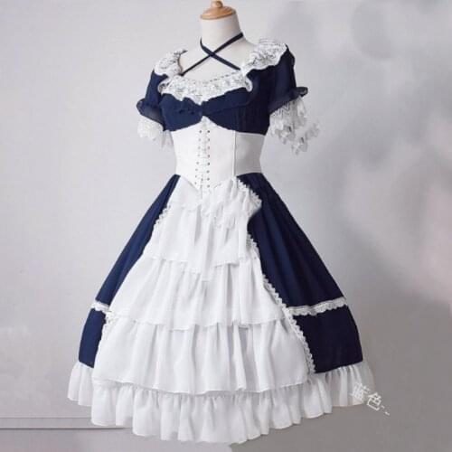 Gothic Lolita Dress Victorian Medieval Lace Black Pink Dress Women Princess Dress Girl Halloween Costume For Girls Plus Size 5XL