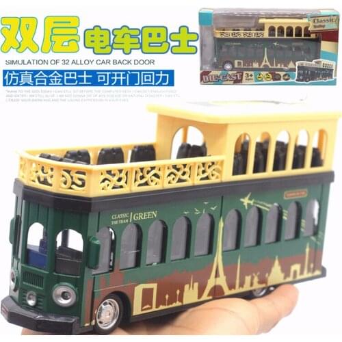 Electric Die-cast Alloy Simulation Car Models Cartoon Auto Toys for Children mkd3 1:28 double decker London Touring Bus Tram