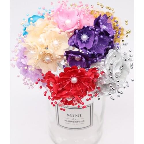 6pcs/lot Artificial Flower 3.5cm Silk Pearl Sakura Bouquet Wedding Home Decoration DIY Garland Scrapbook Craft Fake Flower