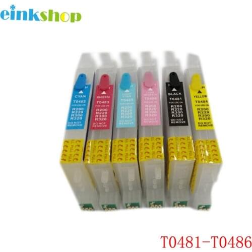 Einkshop T0481 - T0486 Empty Refillable Ink Cartridge For Epson Stylus Photo R200 R220 R300 R300M R320 R340 RX500 RX600 RX620