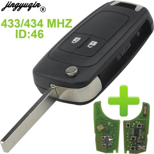 Jingyuqin 2/3/4 Button Uncut Car Remote Key DIY for Chevrolet Cruze Aveo Orlando Sail 2 Buttons with 433MHz ID46 PCF7931E Chip