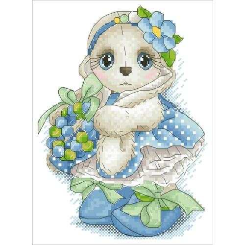 RABBIT STYLES Rabbit in cup cross stitch package cartoon animal thread embroidery DIY handmade needlework