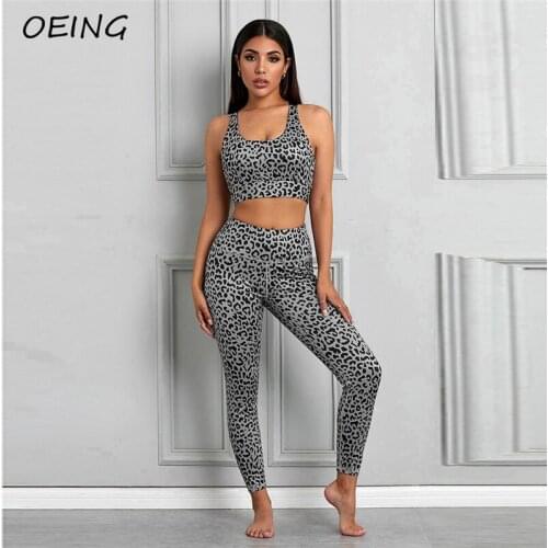Leopard Seamless Bras and Leggings Sets Two Piece Work Out Cloting Women Tights Set Sport Yoga Suits Running