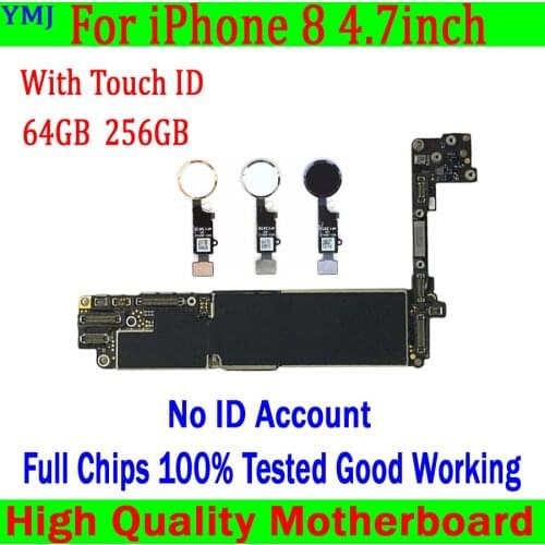 64GB 256G 100% Original unlocked for iphone 8 Motherboard With/Without Touch ID,for iphone 8 Mobile phone motherboard with Chips