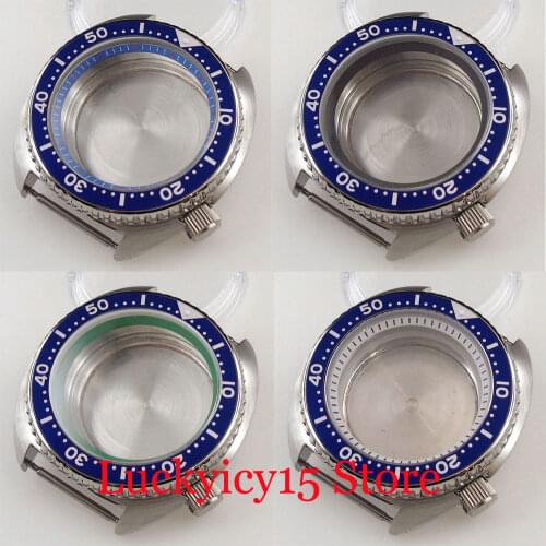 Brushed 45mm 5ATM Watch Case fit NH35A NH36A Chapter Ring Sapphire Glass Unidirectional Bezel Ring